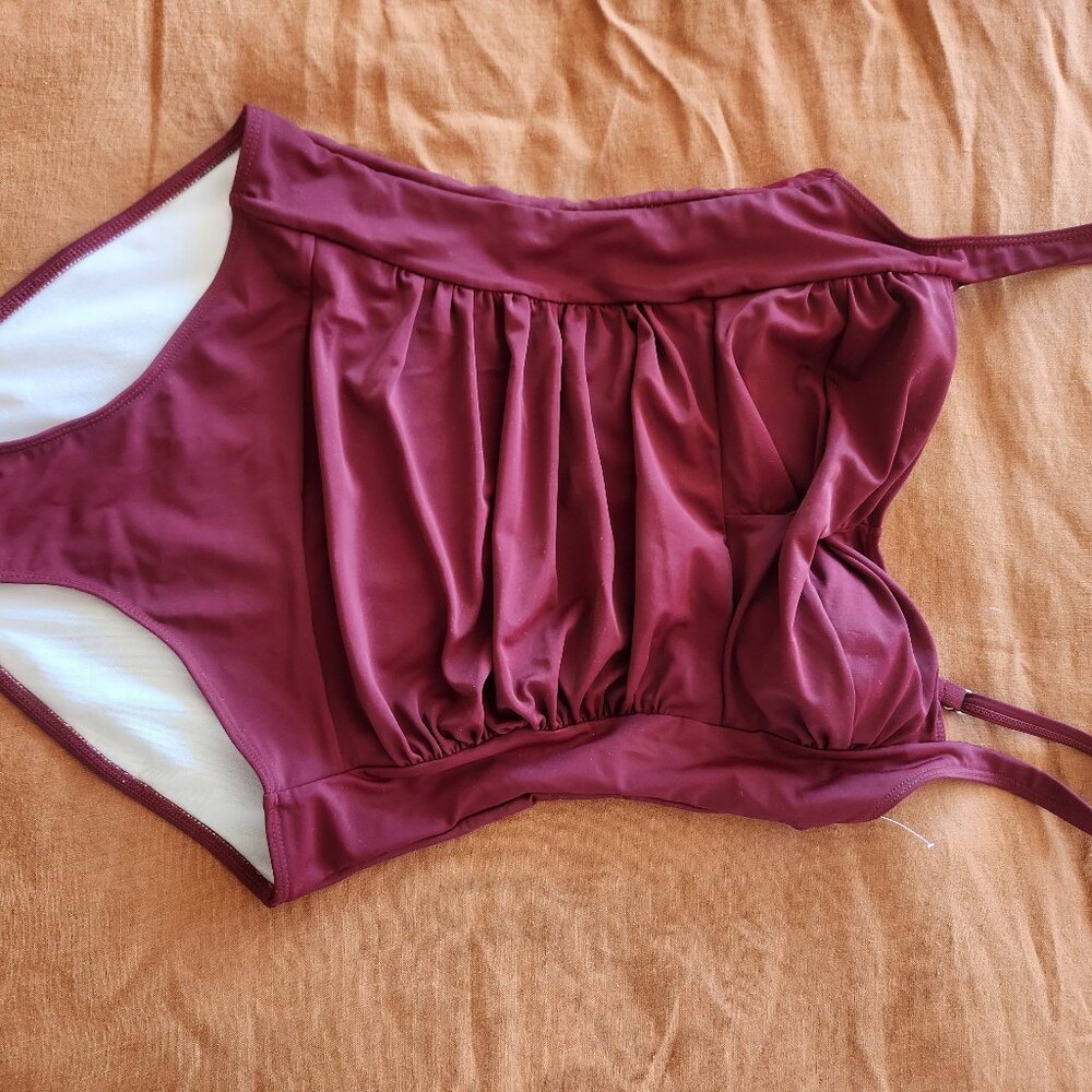 Ekouaer Swimsuit Ruched Tummy Control Vintage Retro Push Up